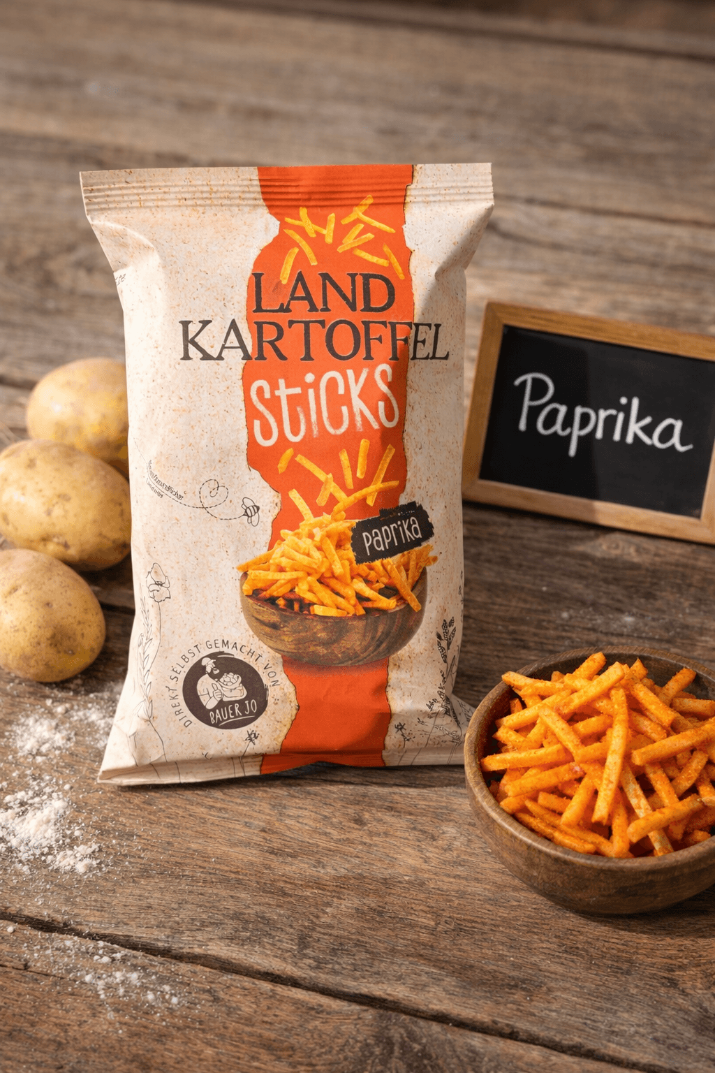 Landkartoffel-Sticks Paprika
